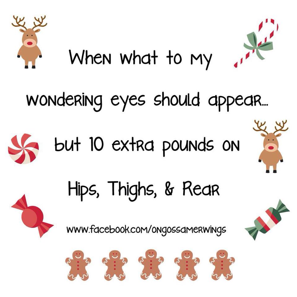 Funny Christmas quote with candies, reindeer, and gingerbread men on a white background