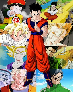 Collage of Dragon Ball Z characters including Goku in different transformations and other main characters