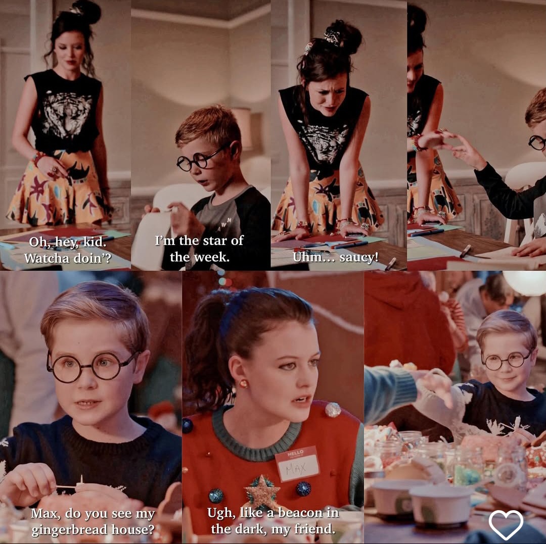 Photo collage of a woman and a boy with round glasses indoors at a craft table