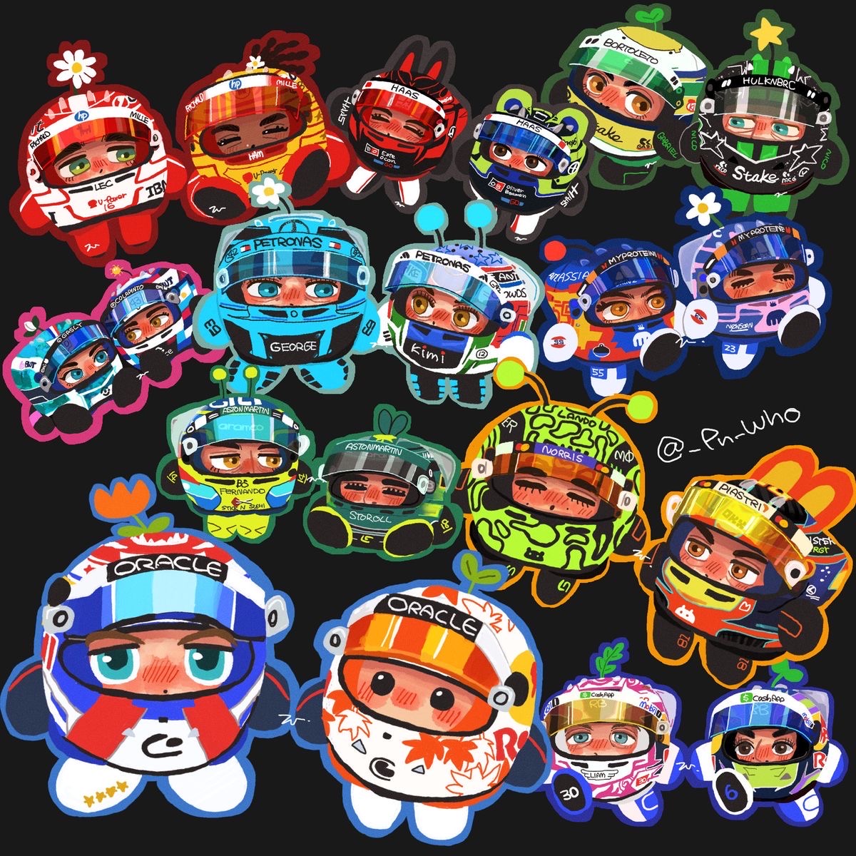 Cartoon Racing Helmets