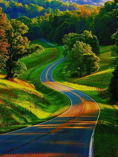 Winding Road Through Hills