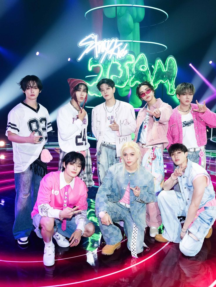 Stray Kids SKZ K-pop group promotional poster with members posing together