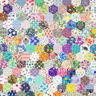 Colorful Patchwork Hexagons