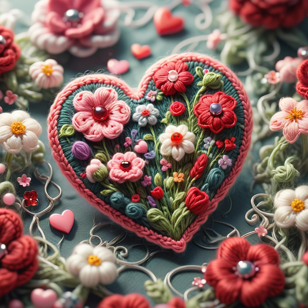 Embroidered Floral Heart