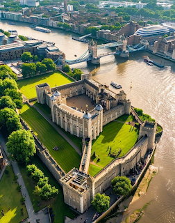 Tower of London and Tower Bridge Aerial