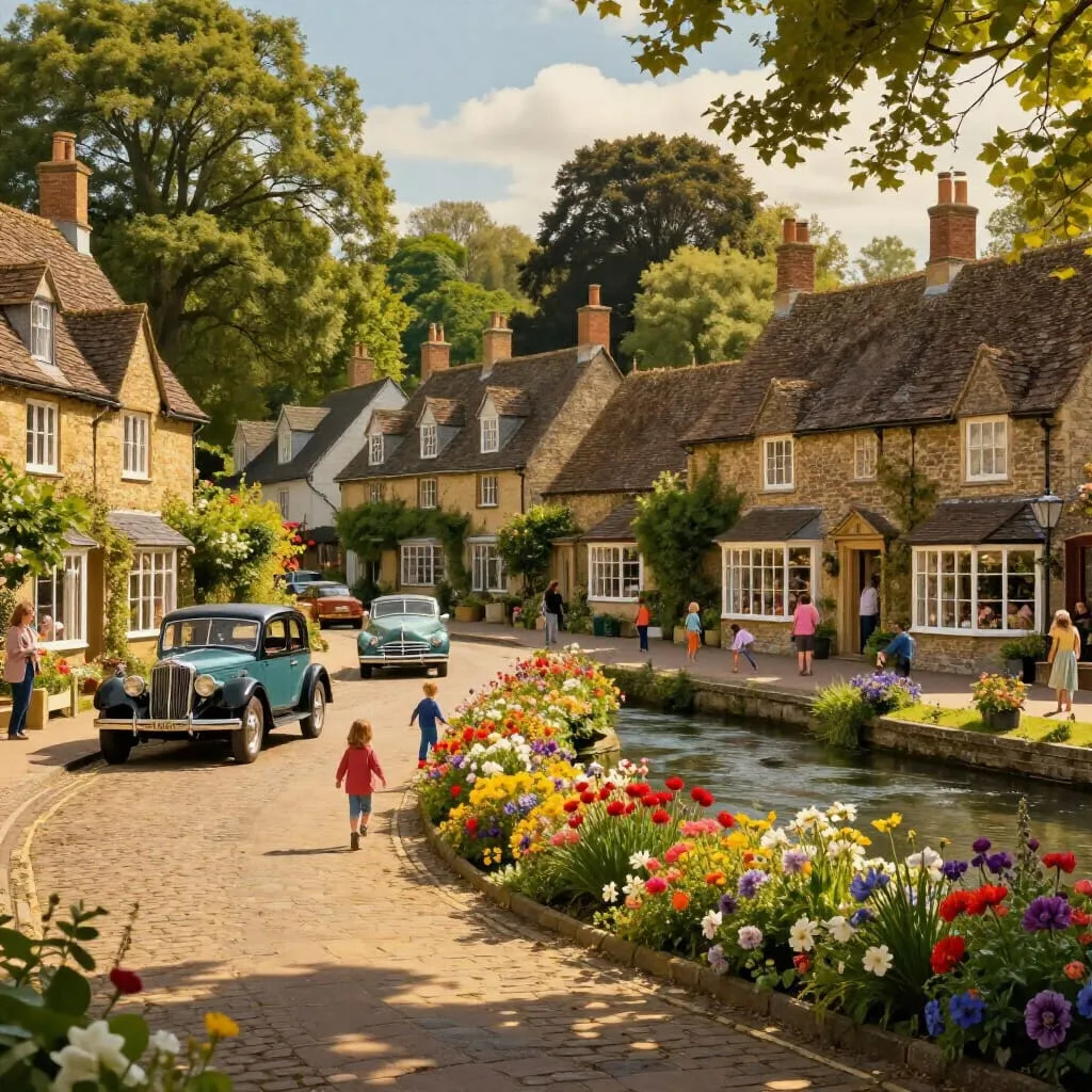 English Cottage Village Scene