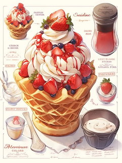 Strawberry Waffle Dessert Illustration