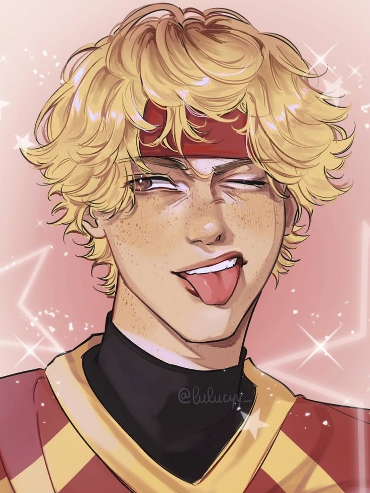 Anime-style portrait of Jeremy Knox winking with his tongue out, wearing a red headband and sports jersey