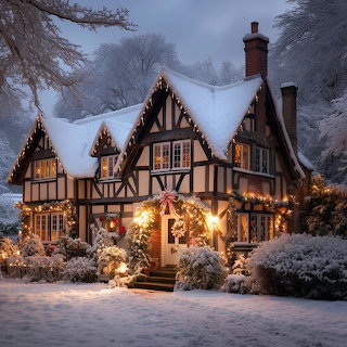 Tudor Cottage Christmas Snow
