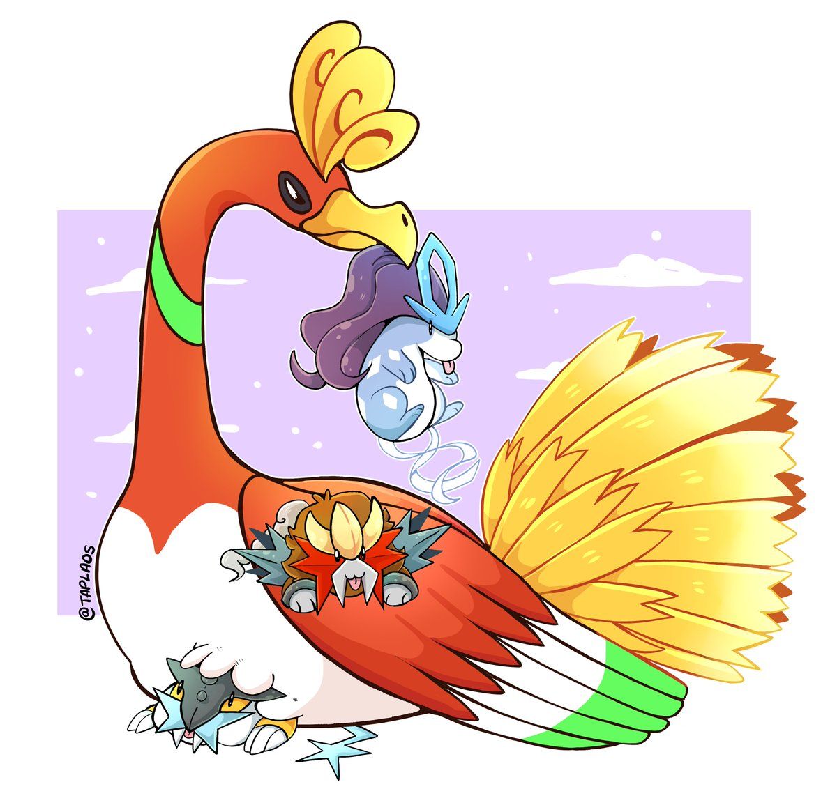 Ho-Oh with Houndour Pokemon