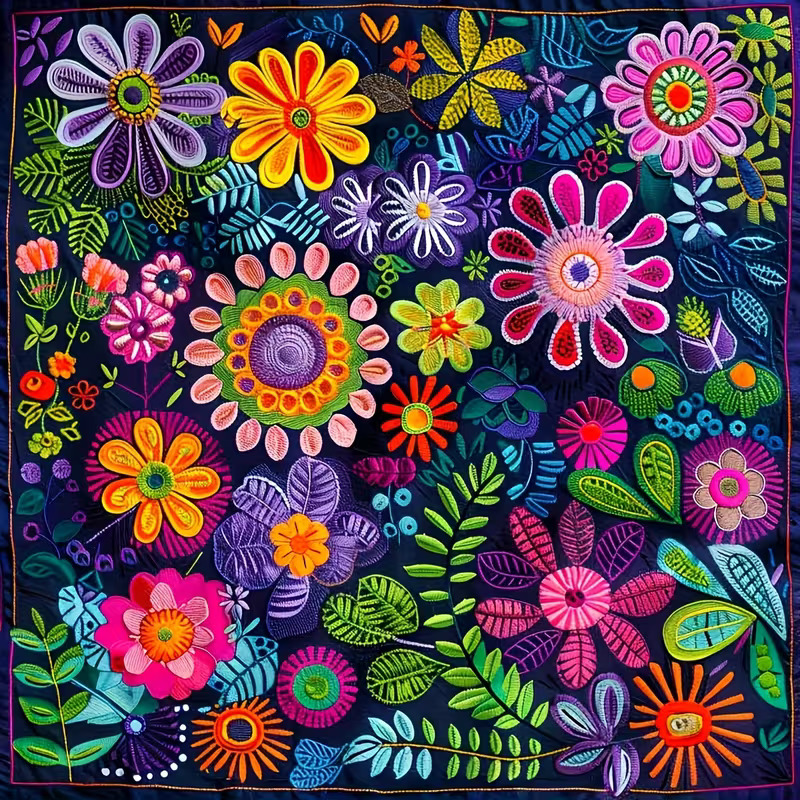 Colorful Folk Art Flowers