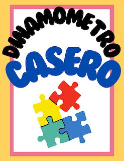 Poster with text Dinamometro Casero and four colorful puzzle pieces