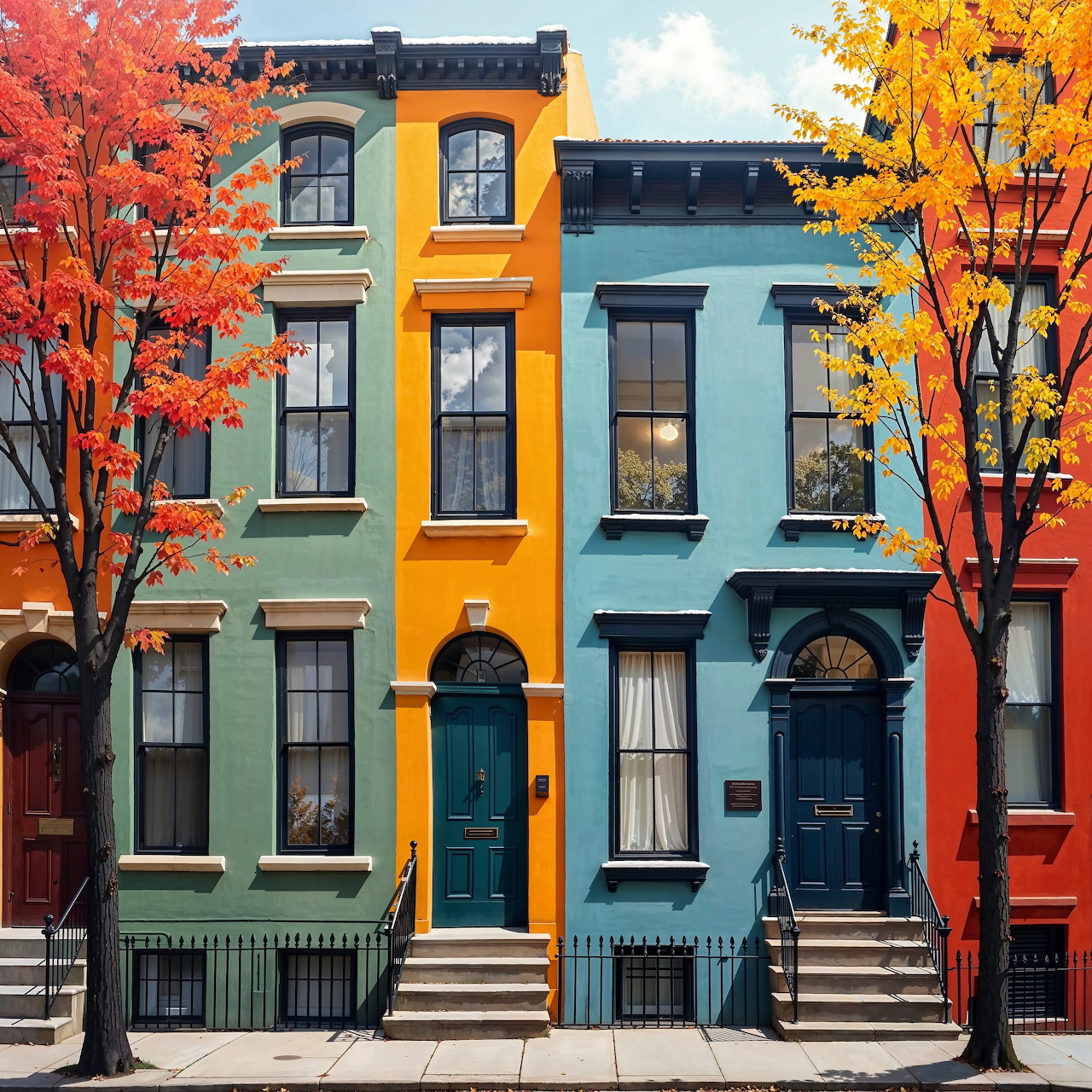 Colorful Autumn Townhouses