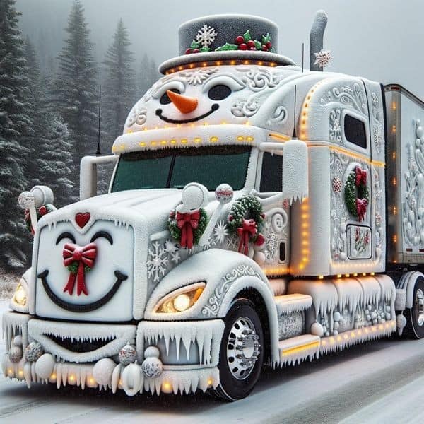Christmas Semi Truck Snowman