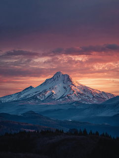 Snowy Mountain Sunset