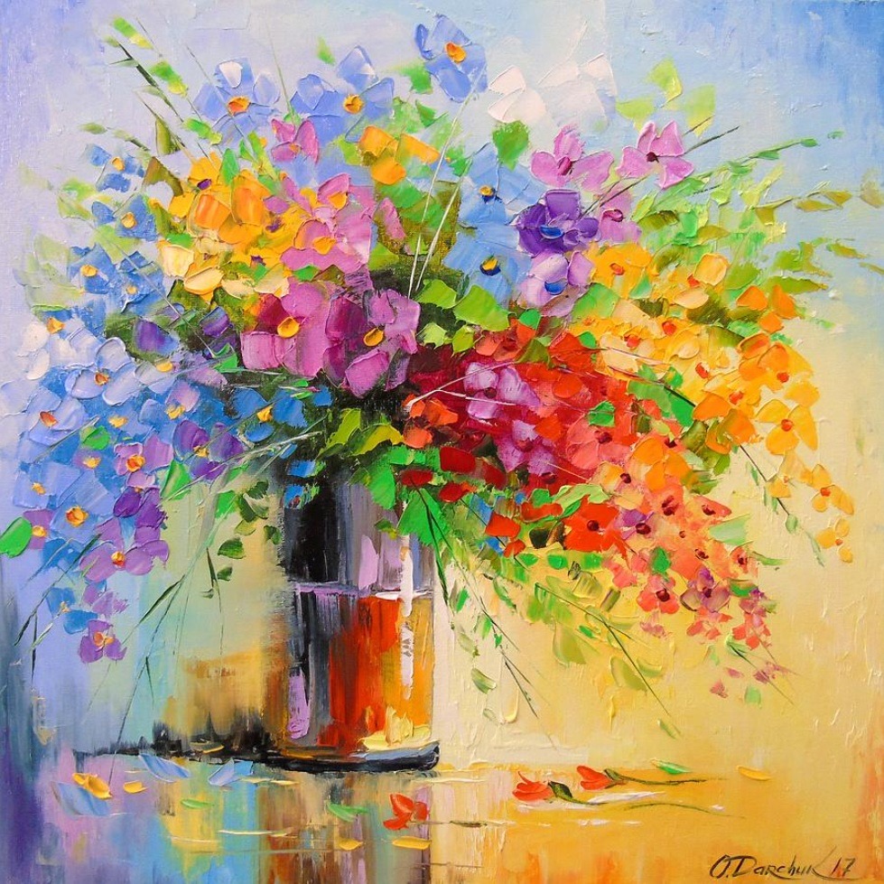 Colorful Wildflower Bouquet Painting
