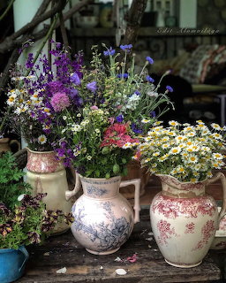 Wildflowers in Vintage Jugs