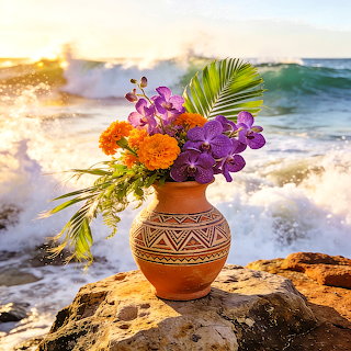Flowers in Terracotta Vase