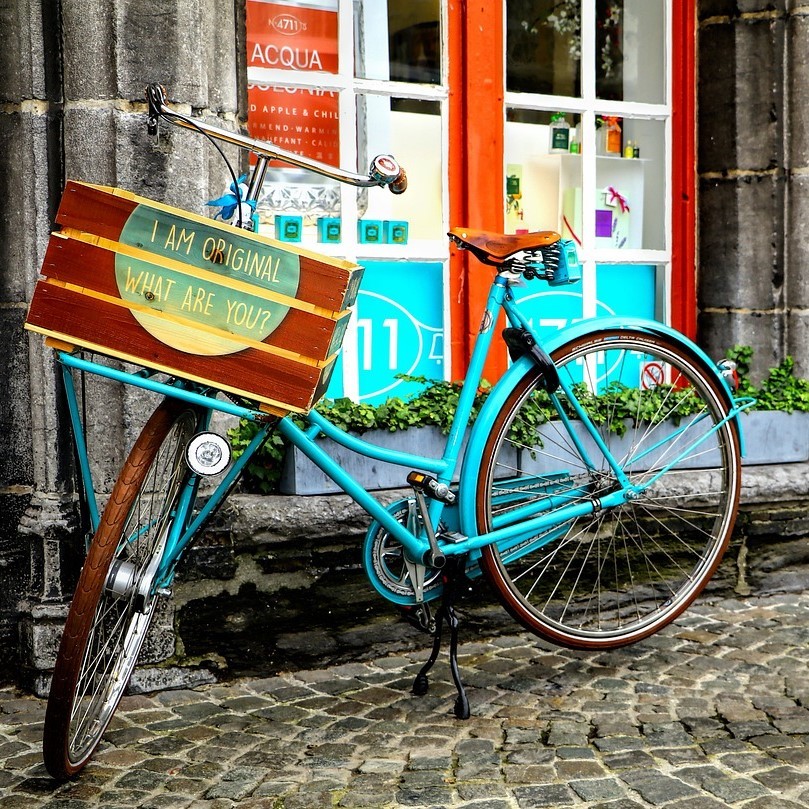 Vintage Turquoise Bicycle Storefront
