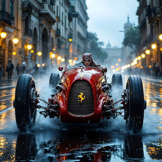 1950s Ferrari Race Car Rain