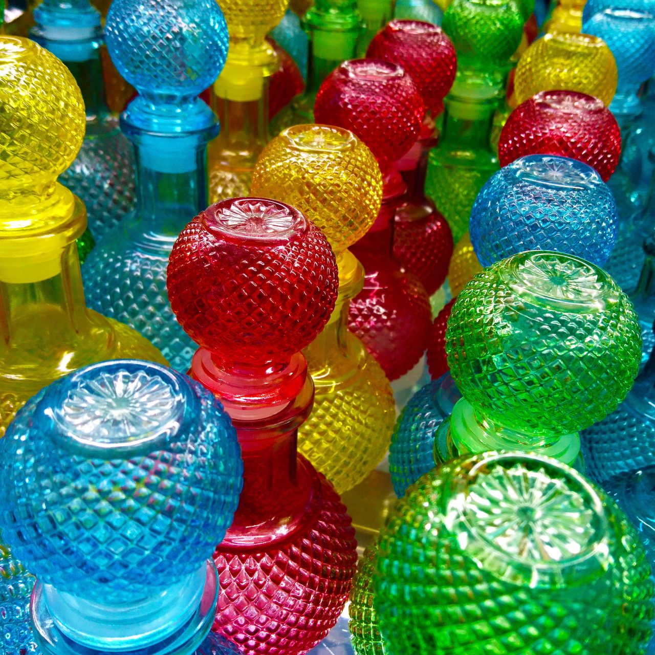 Colorful Glass Bottles Collection