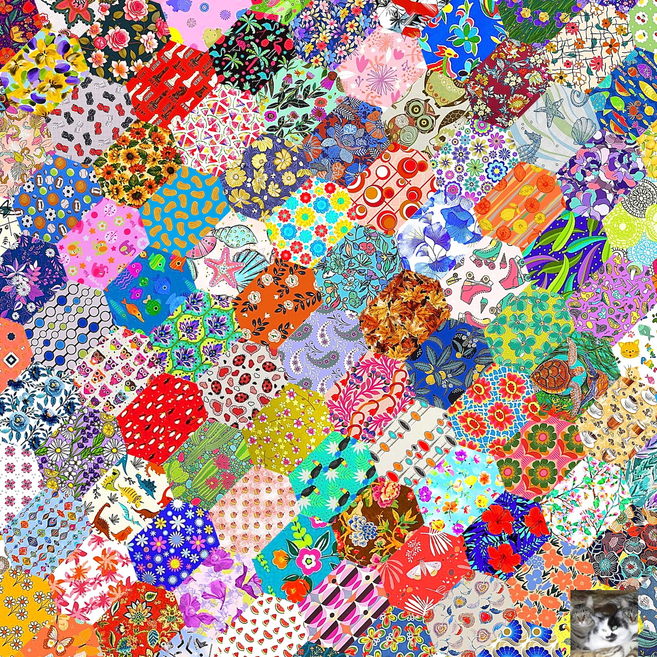 Colorful Fabric Patchwork Quilt