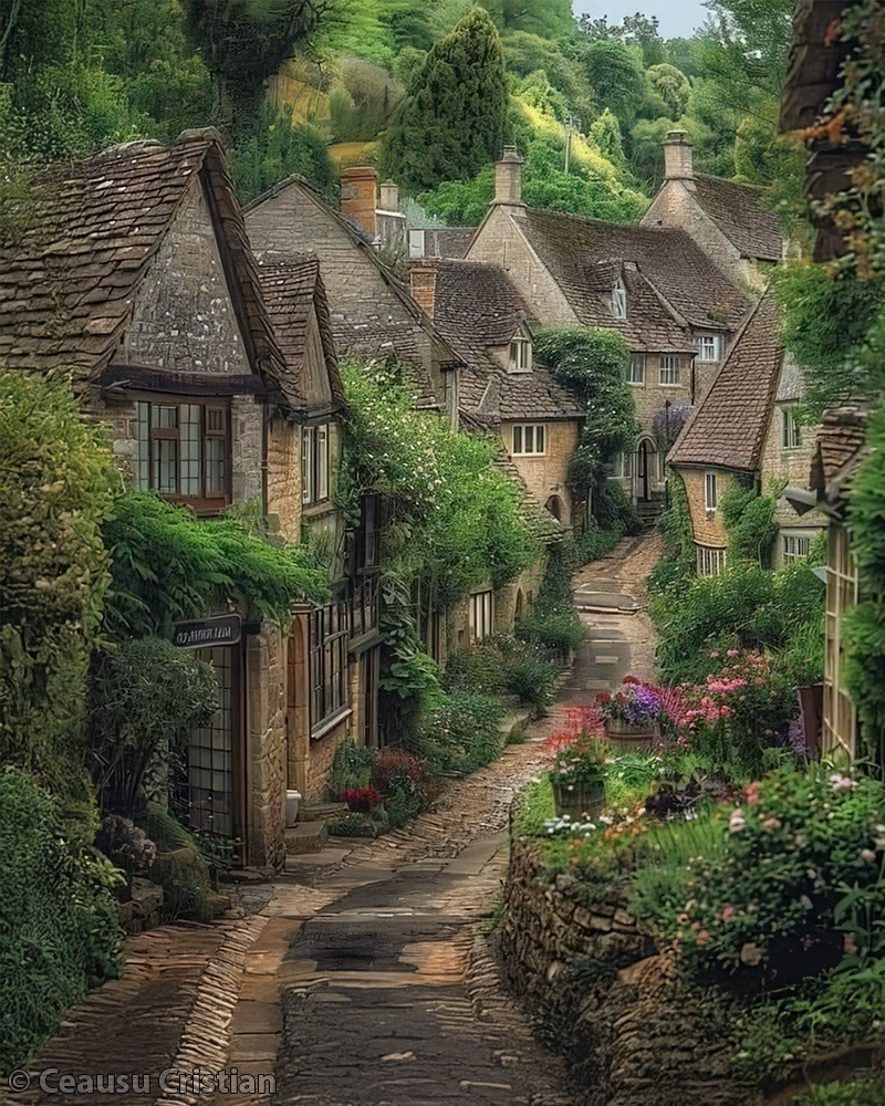 Bibury Village Street Scene