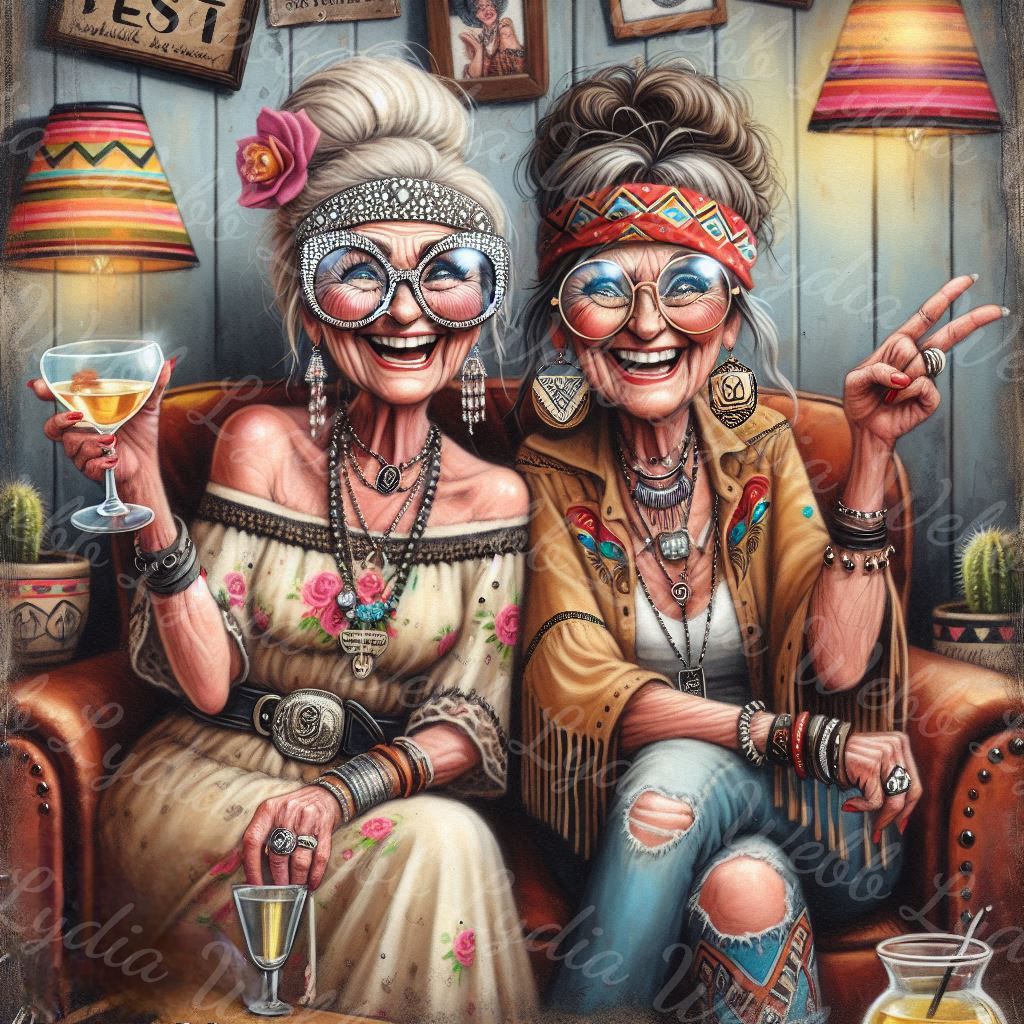 Two Stylish Elderly Women