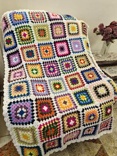 Colorful Granny Square Crochet Blanket