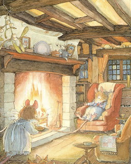 Winter Story Mice by Fireplace