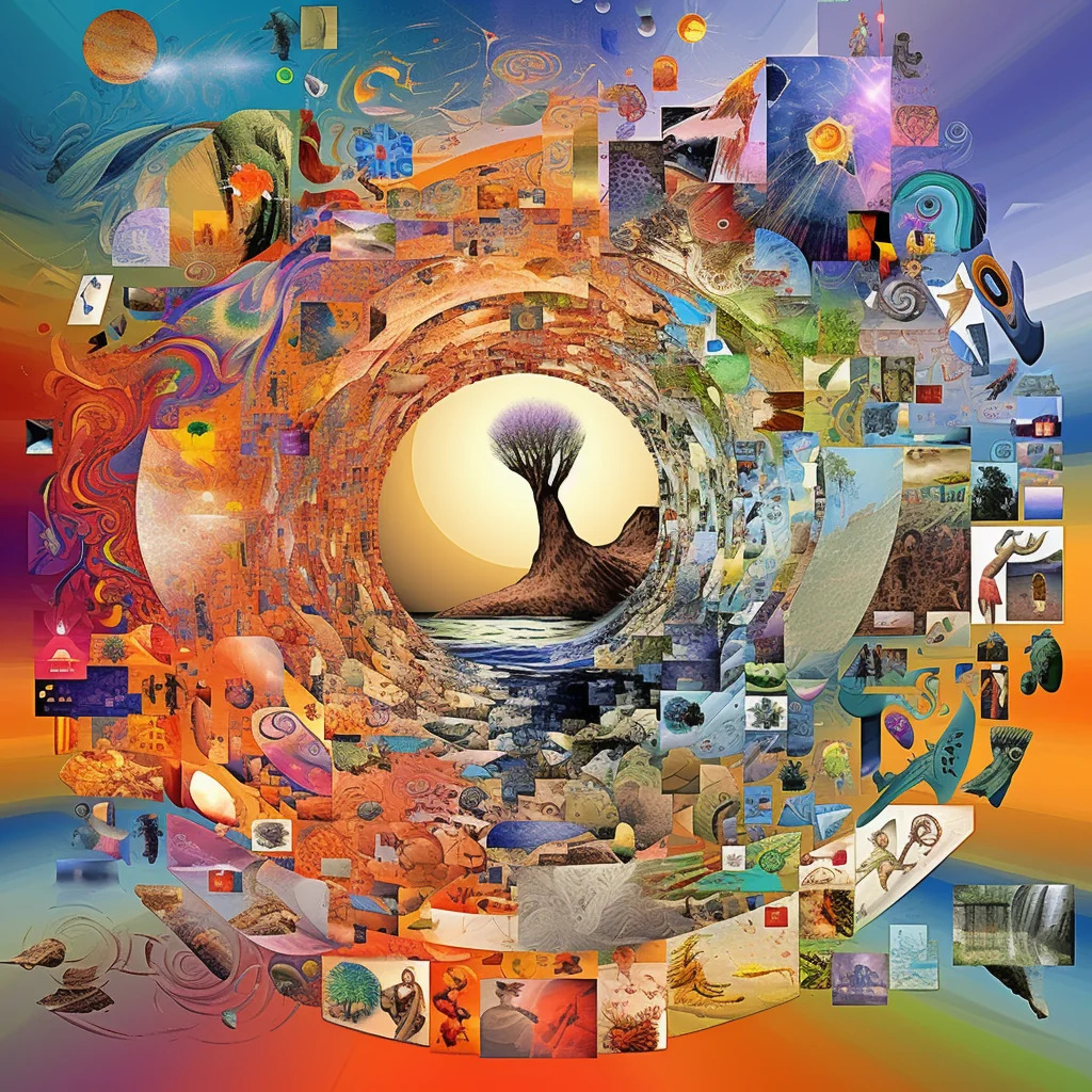 Abstract Spiral Collage