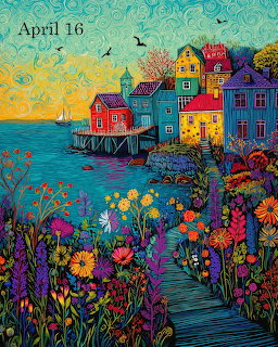 Colorful Coastal Village Sunset
